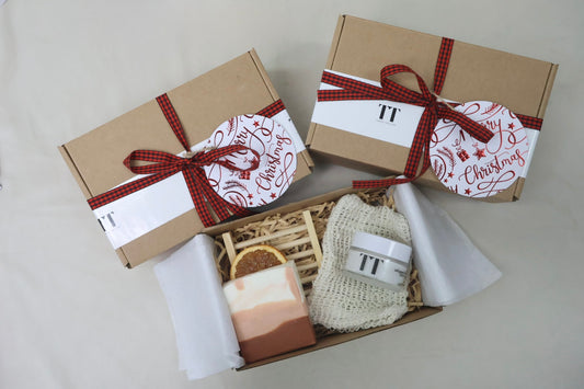 🎄 Christmas Gift Pack – Customisable Cream & Soap Set( includes soap tray and exfoliating mit) – Only $68
